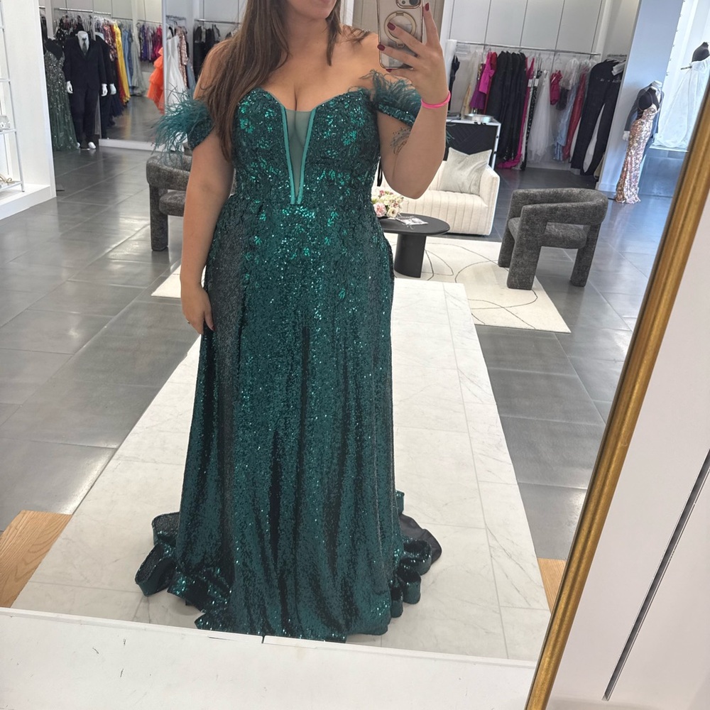 Stunning Teal Off-Shoulder Prom Dress